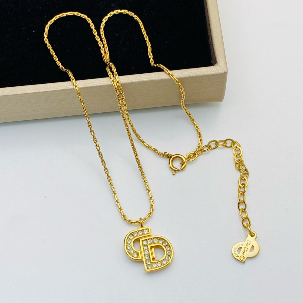 Christian Dior CD logo-pendant chain necklace